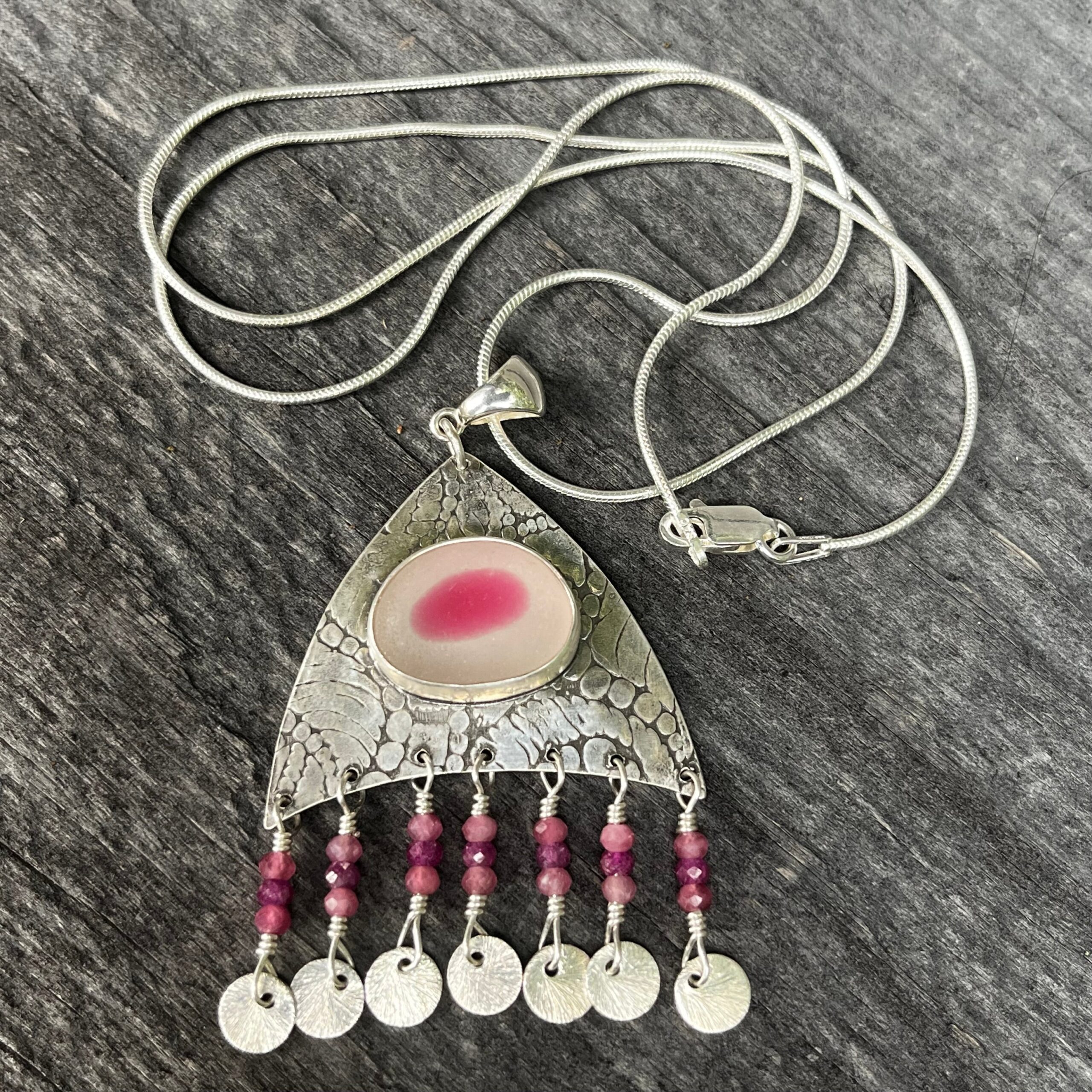 Pink and Clear Squid pendant