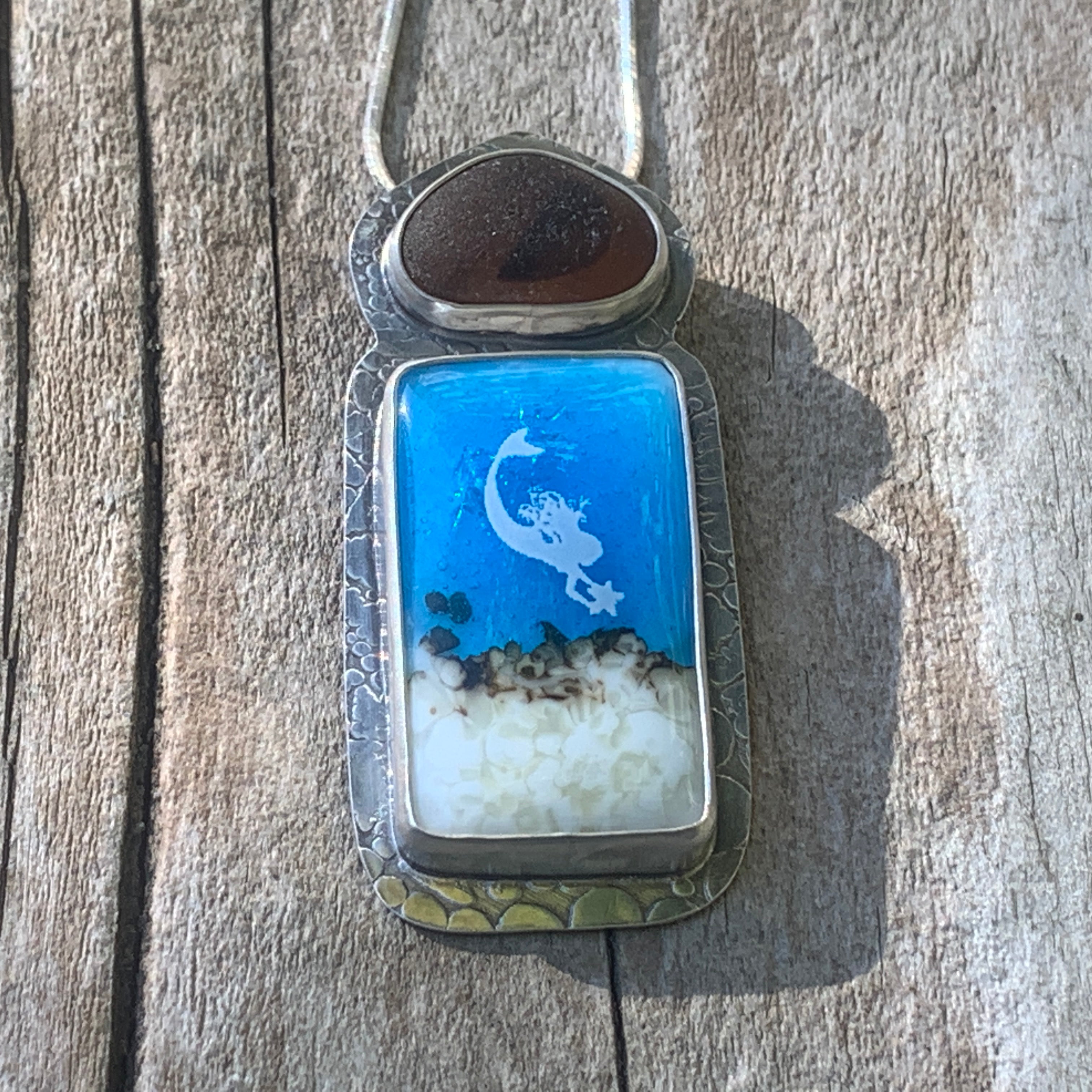 White Diving Mermaid Pendant