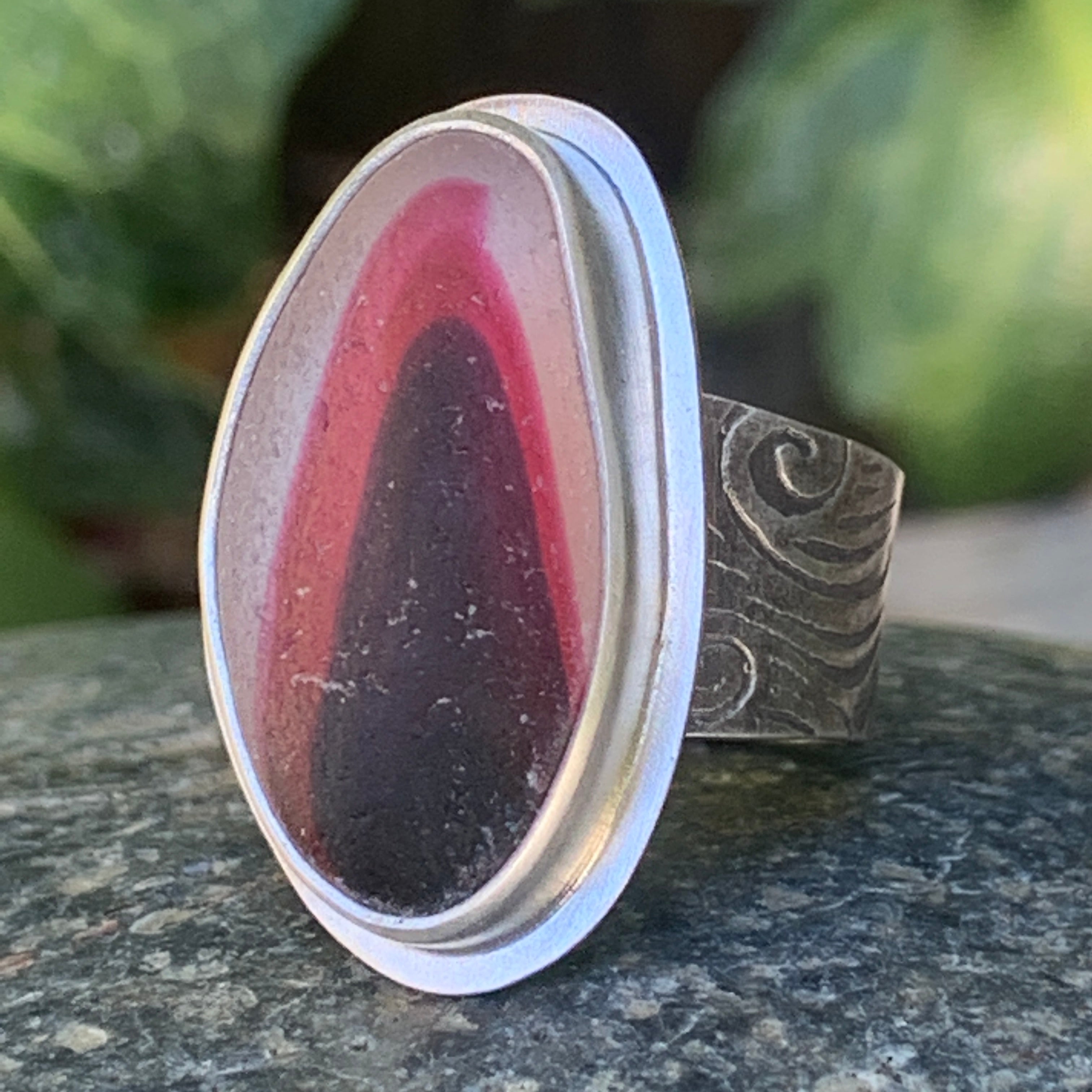Burgundy Flame Ring size 9