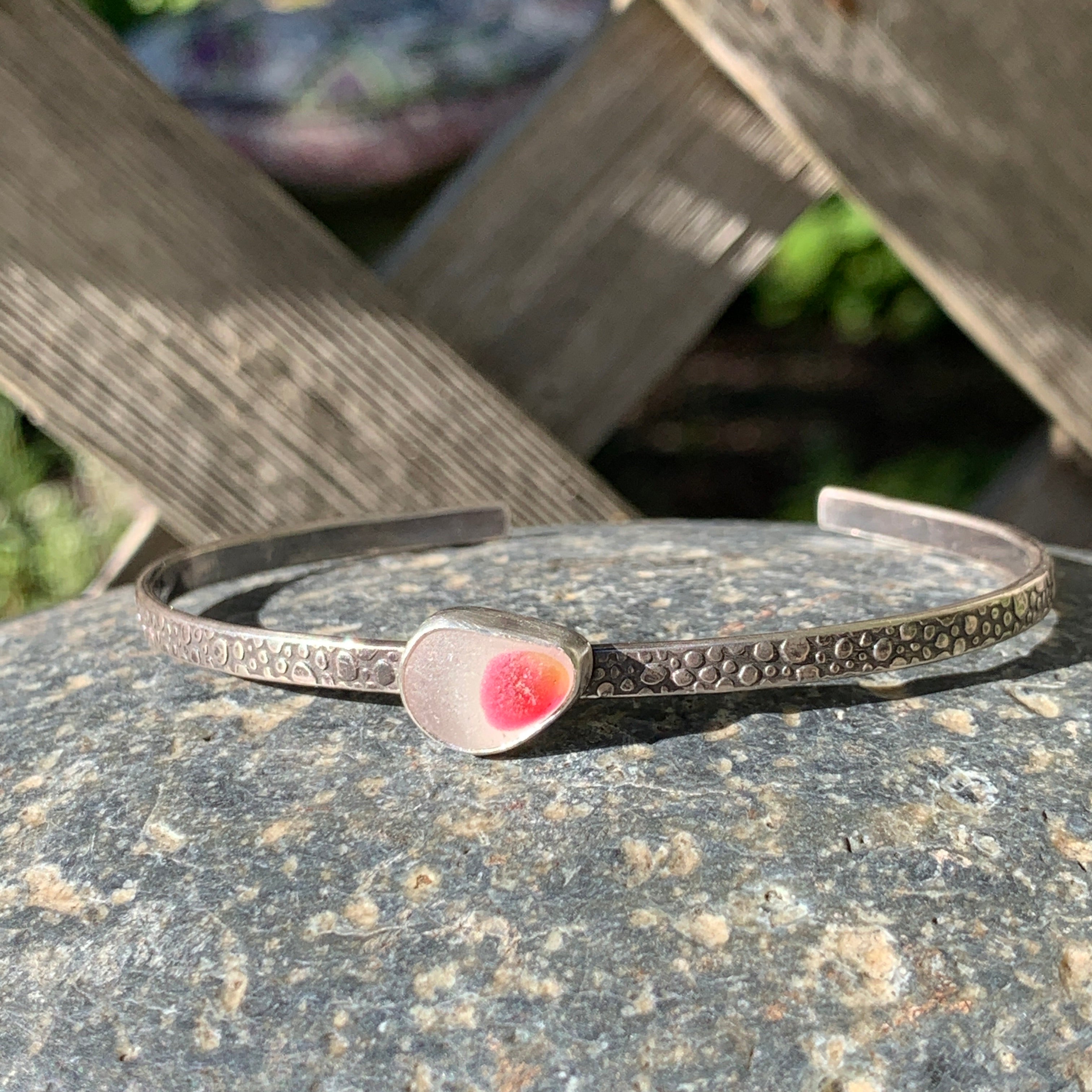 Rose and Clear Teardrop Mini Cuff